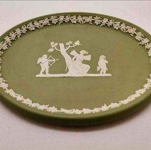 Early 1900's Wedgwood Oval Sage Green Display Tray